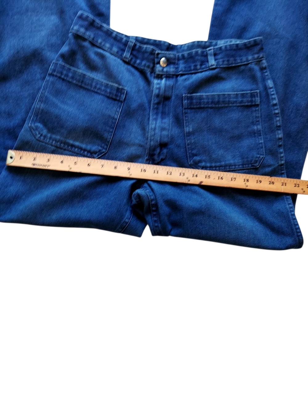 Vintage Seafarer Military Utility Wide Leg Flare Jeans High Rise Navy 30x32 USA - Picture 12 of 15